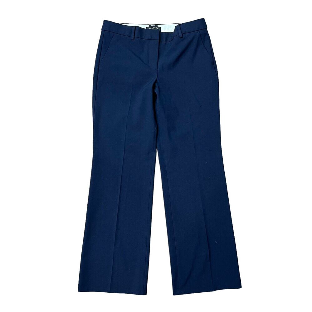 Talbots Size 8P 8 Petite Trouser Pants Windsor Wide‎ Leg Mid Rise Navy Business